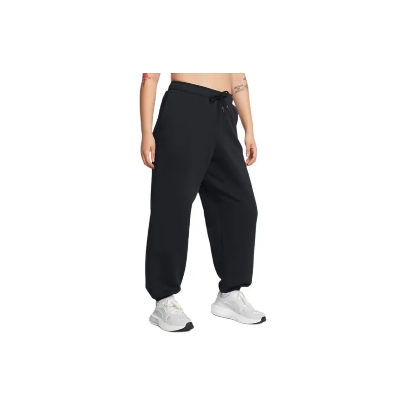 Under Armour IconWordmark Fleece Oversized Knitted Sports Pants Women's Black-3