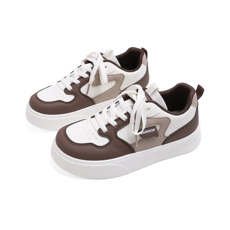 Warrior Non slip Lightweight Low Top Skateboard Shoes Women's Beige Brown-1