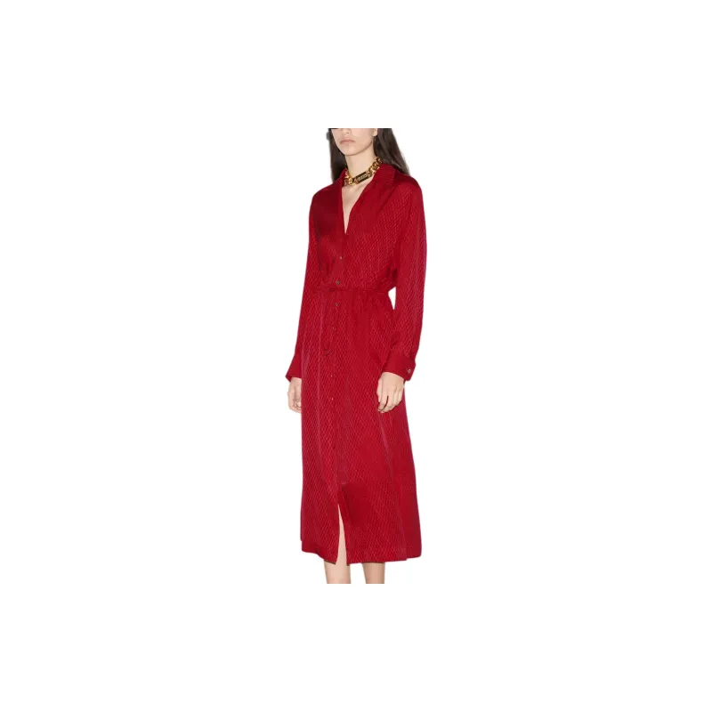GUCCI Silk Jacquard Dress 'Classic Red'-3
