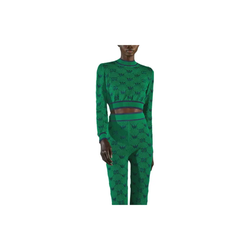 GUCCI X Adidas Wool Jacquard Sweater Green/Blue-3