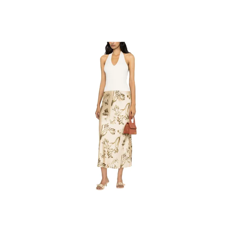 Reformation Casual Long Skirts Women's Light Beige-1