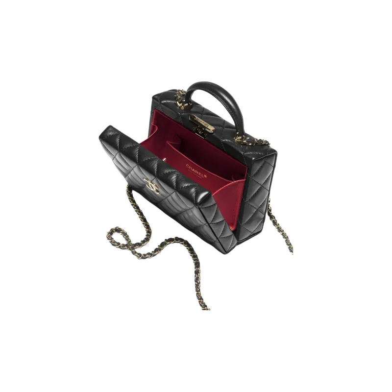 CHANEL Sheepskin Box Bag, Shoulder Bag, Crossbody Bag, Handbag Trumpets Women's Black-2