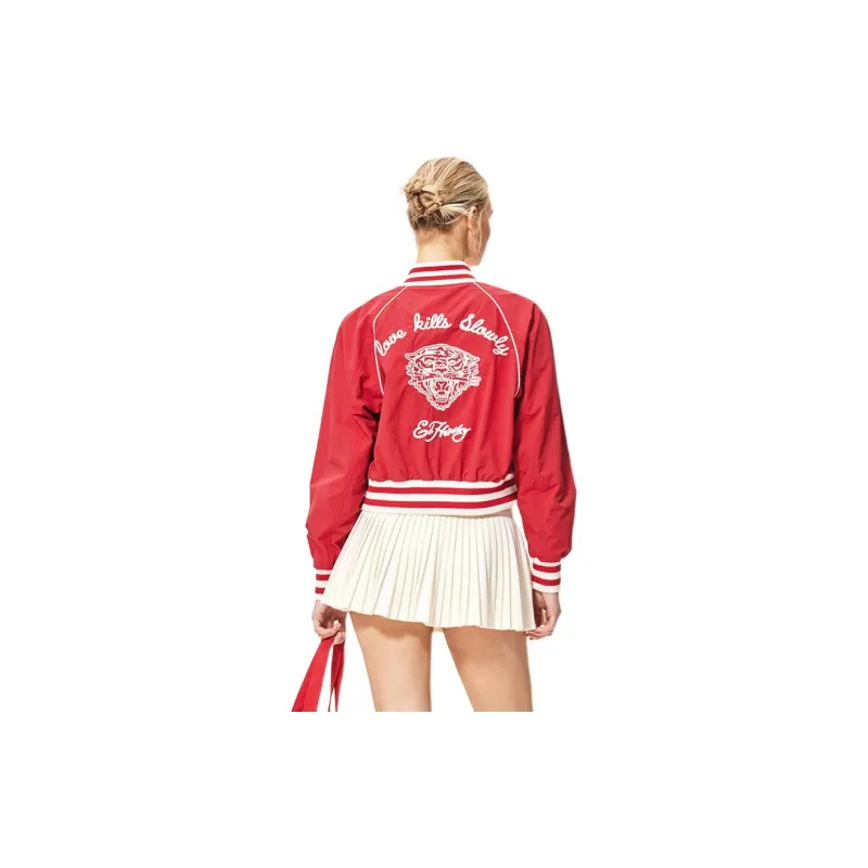 Ed Hardy SS24 Baseball Jacket Women's China Red-2