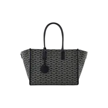 EMPORIO ARMANI Polyester Tote Bag Shopping Bag Shoulder Bag Handbag Medium Size Women's Black