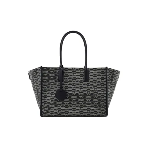 EMPORIO ARMANI Polyester Tote Bag Shopping Bag Shoulder Bag Handbag Medium Size Women's Black