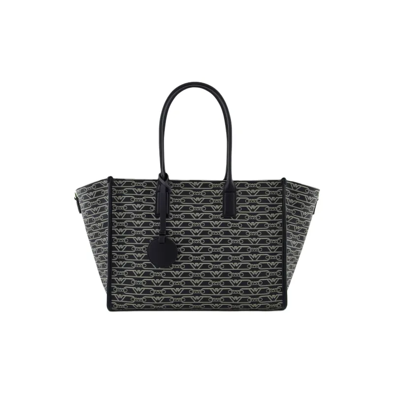EMPORIO ARMANI Polyester Tote Bag Shopping Bag Shoulder Bag Handbag Medium Size Women's Black-0