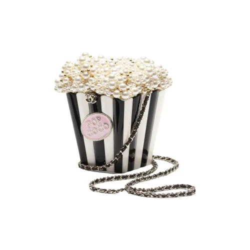 CHANEL Resin One Shoulder Handbag Women's Black & White