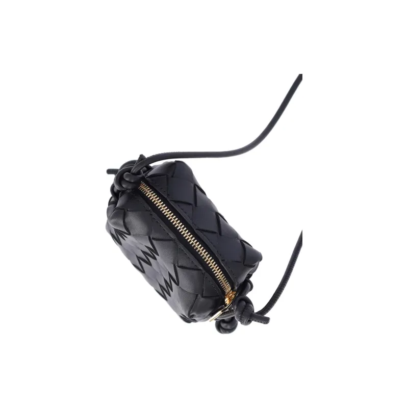 Bottega Veneta Lambskin Crossbody Bag, Shoulder Bag Mini Women's Black-4