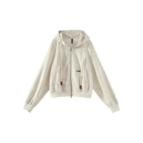 OUNIXUE Cropped Coats Women's Ash Apricot