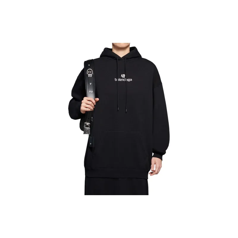Balenciaga Sponsor Medium Fit Hoodie 'Black/Chalky White'-1