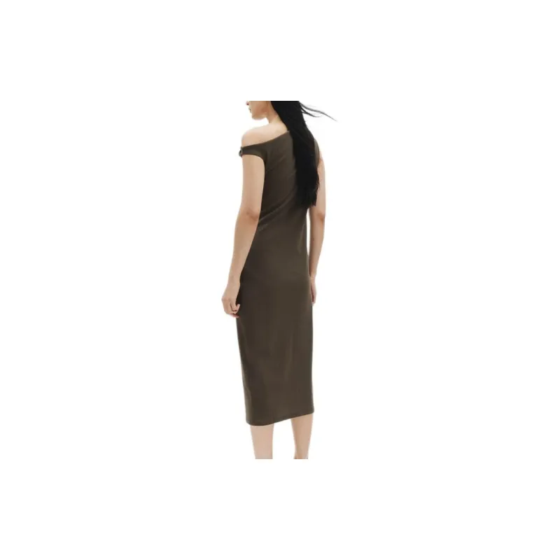 H&M Sleeveless Dress Women's Dark Khaki Green-2