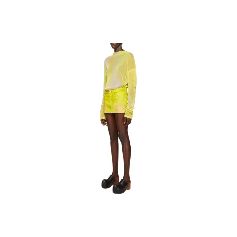 Acne Studios SS24 Casual Short Skirts Women's Neon Yellow-1