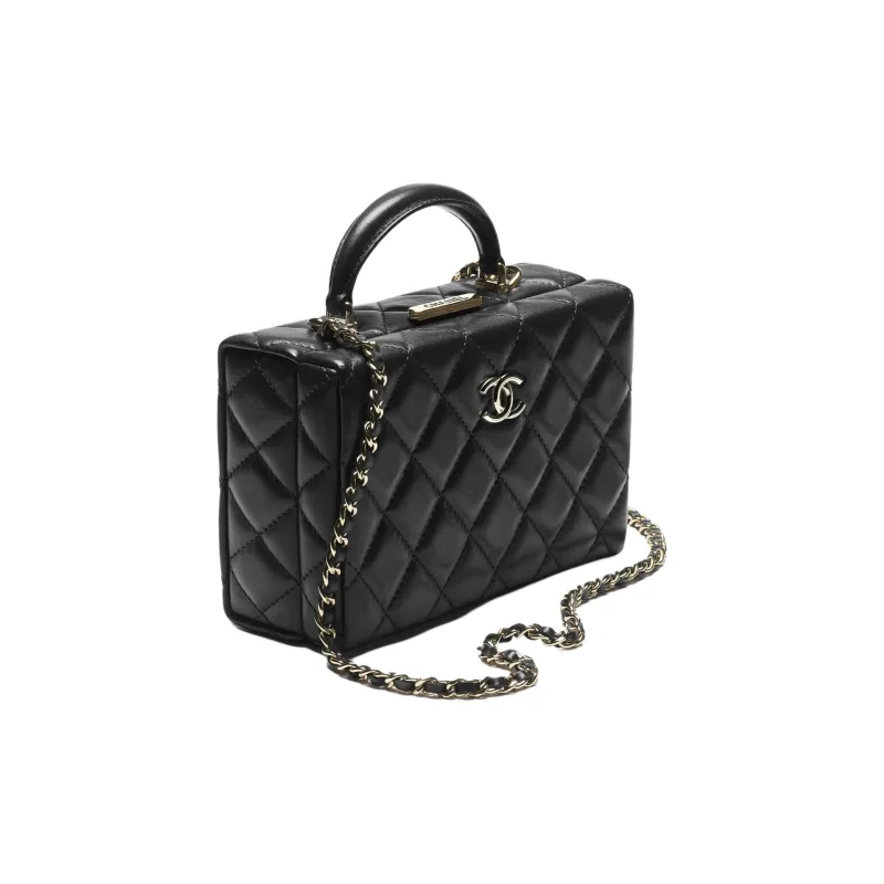 CHANEL Sheepskin Box Bag, Shoulder Bag, Crossbody Bag, Handbag Trumpets Women's Black-1