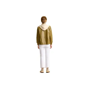 FENHONGMALI Leather Jacket Women's Ginger Yellow
