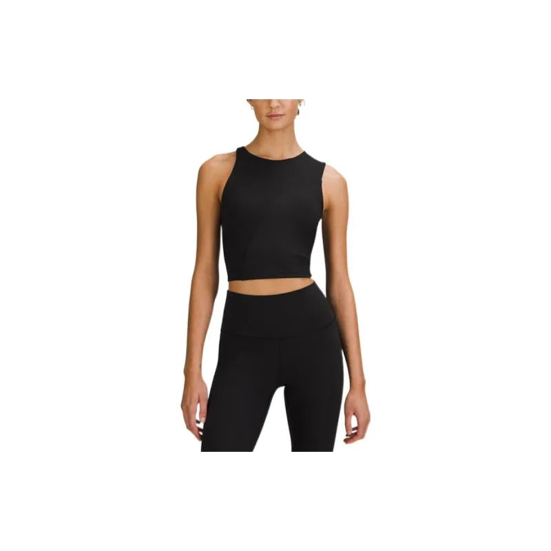 Lululemon Ribbed Asymmetrical Yoga Tank Tops Women's Black-2