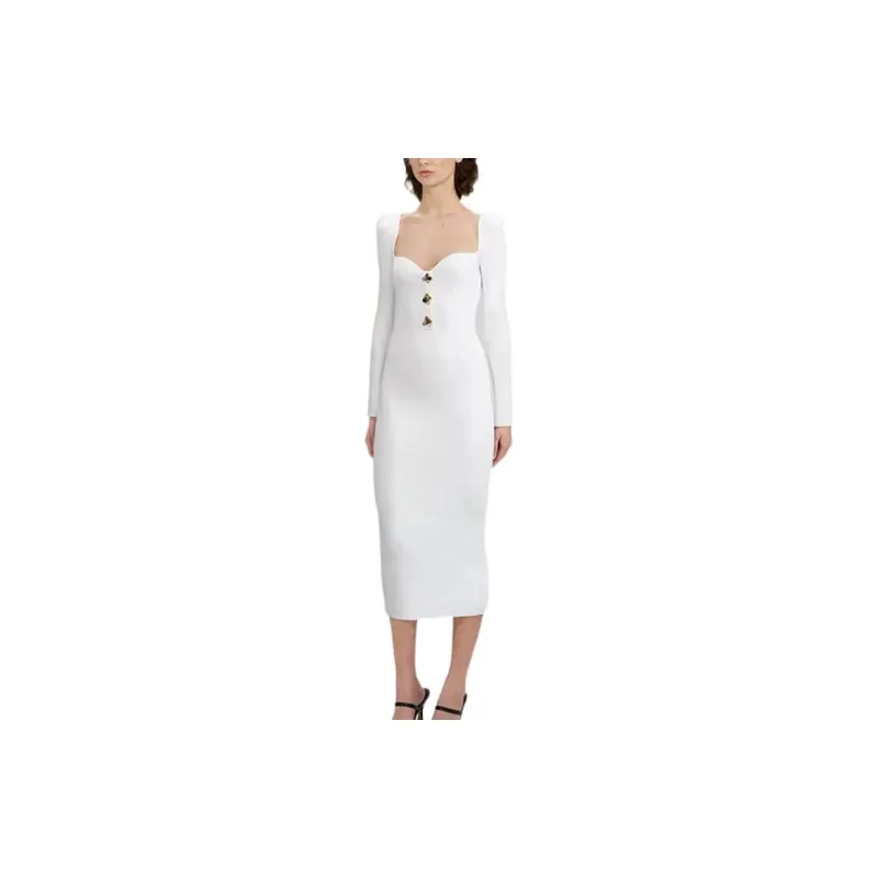 Self portrait Long Sleeved Dresses Women's White-3
