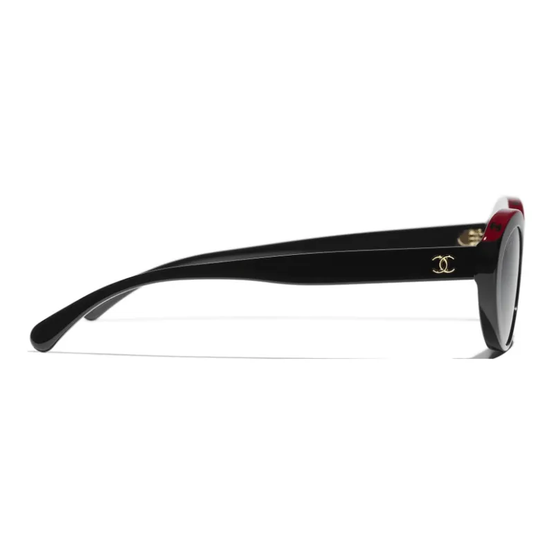 CHANEL Acetate Acetate Oval Sunglasses Unisex Black-1