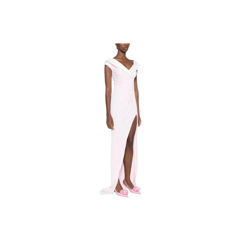 BALMAIN Draped Off-Shoulder Slit Maxi Dress-4