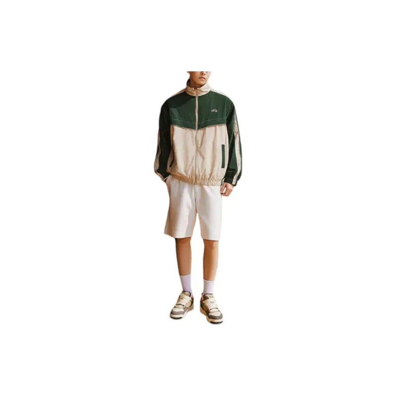 Anta Life Collection Jackets Coats Unisex Light Smoke Gray/Green Heart Green-1