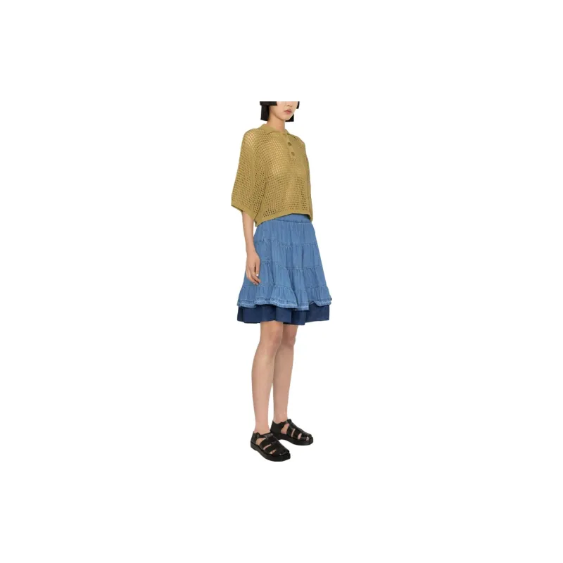 Sandro Denim Short Skirts Women's Blue-3