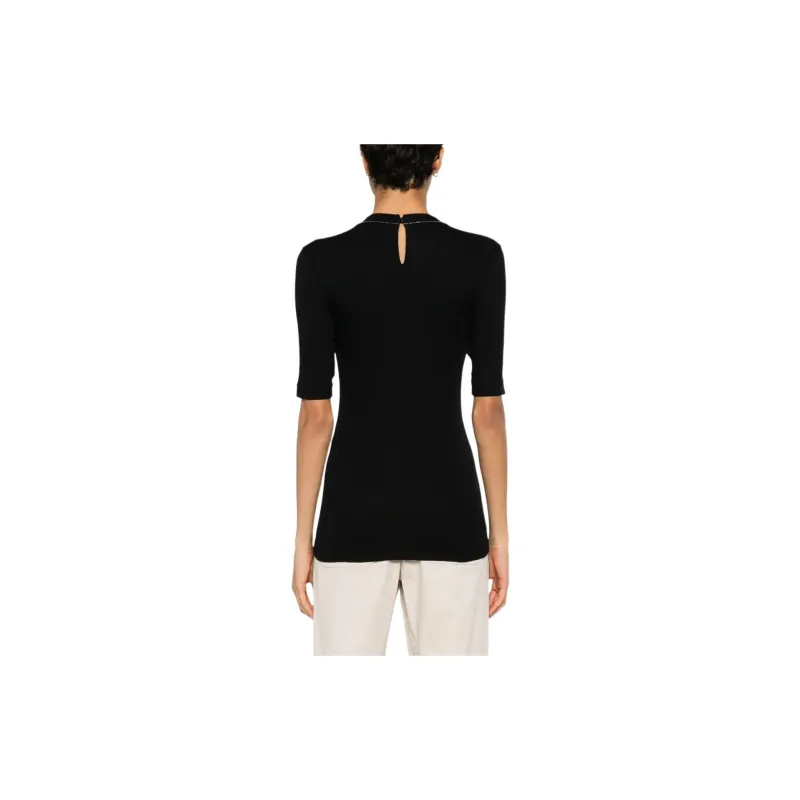 Brunello Cucinelli Monili detail Cotton T Shirt-2