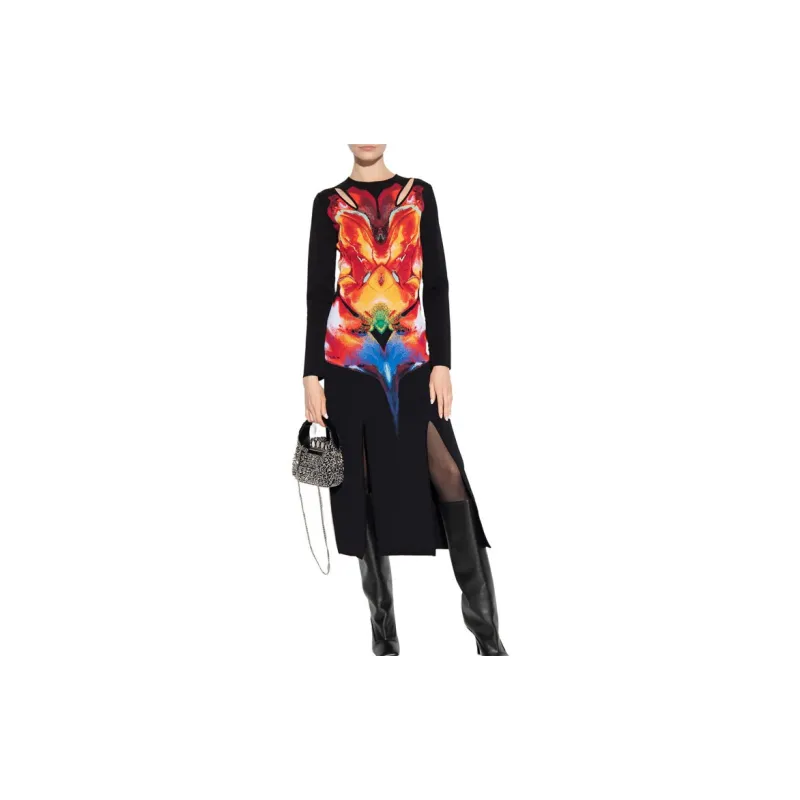 Alexander McQueen Solarised Orchid Jacquard Midi Dress-3