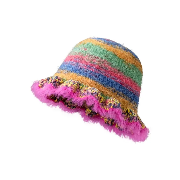 MEETSUNNY Stair-Step Yarn Bucket Hats Unisex-4