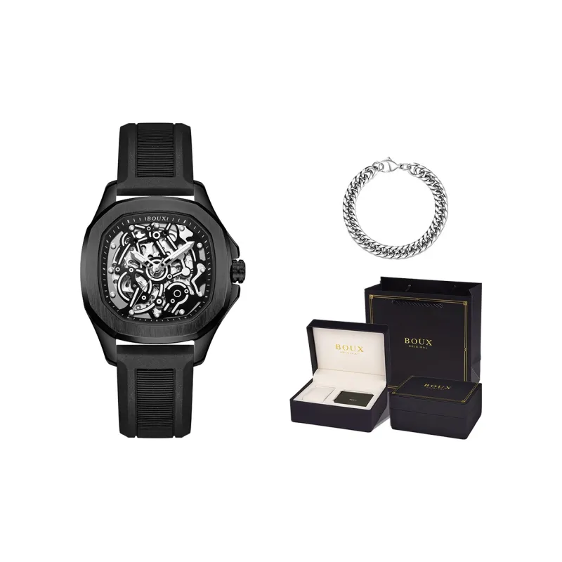 BOUX Galaxy Series Xiongxin Engine Automatic Mechanical Movement Silicone Strap Watch Men's Watches Cut Out Dial-8