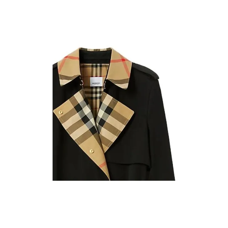 Burberry Check Panel Cotton Trench Coat-4