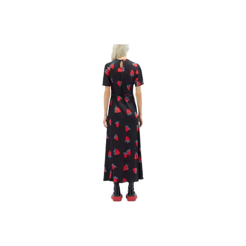 MSGM Strawberry print Belted Dress-2