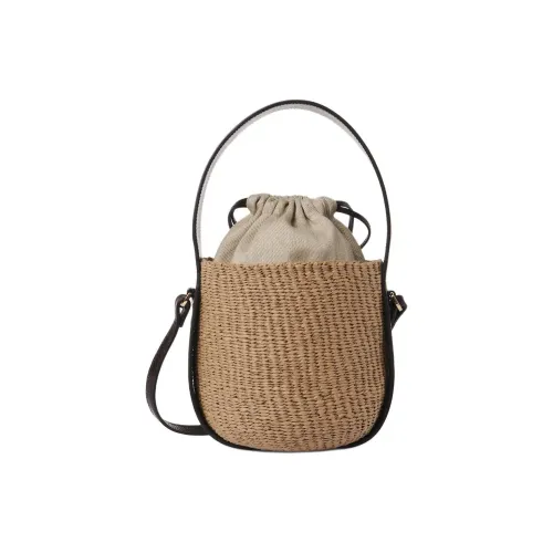 Chloe Woody Paper Bucket Bags Shoulder Bag Crossbody Bag Handbag Small Size Women's Brown