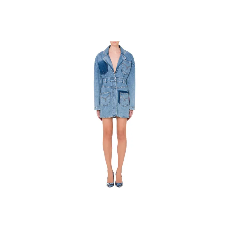 MOSCHINO Long Sleeved Dresses Women's Blue-1