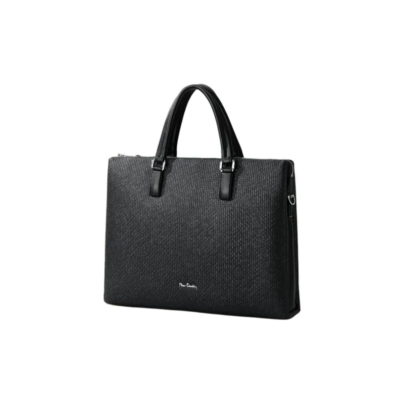 PIERRE CARDIN Cow Leather Briefcases Handbags Regular Men's Black-1