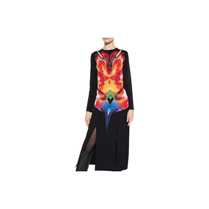 Alexander McQueen Solarised Orchid Jacquard Midi Dress-1