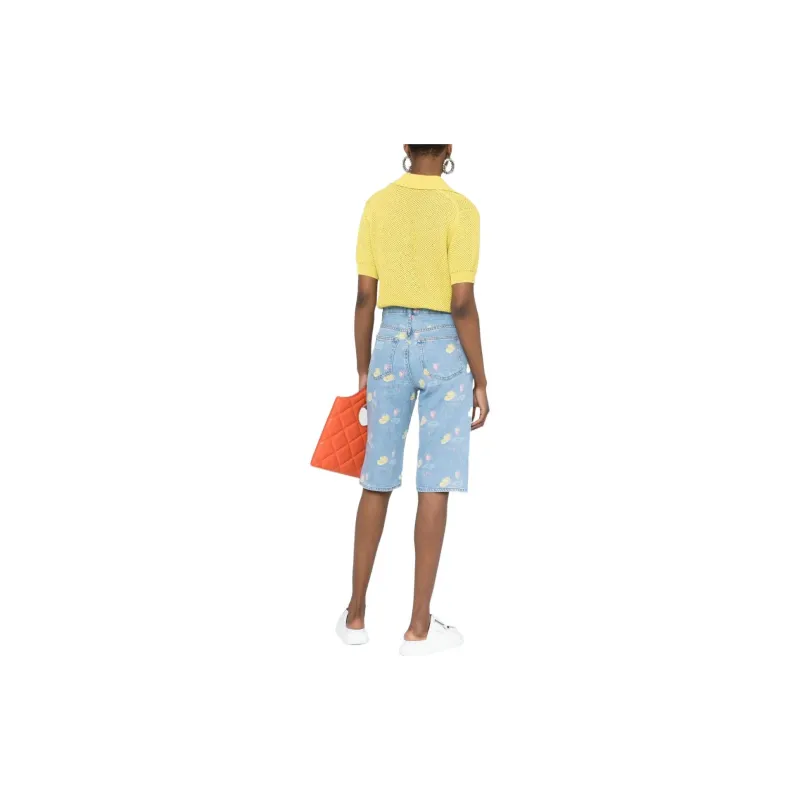 GANNI Floral-print Denim Shorts-2