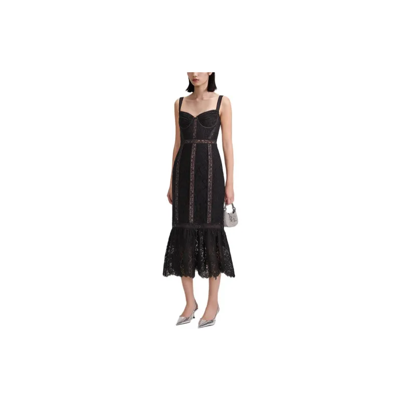 Self portrait Slip Dresses Women's Classic Black-3