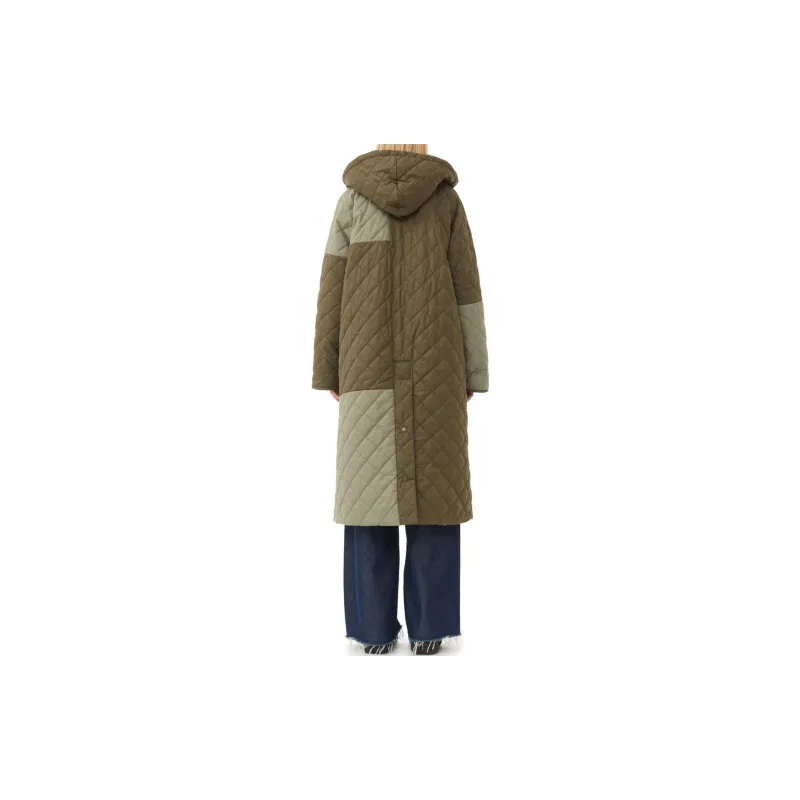 GANNI x BARBOUR Collaboration Burghley Quilted Jacket Coats Women's Brown-3
