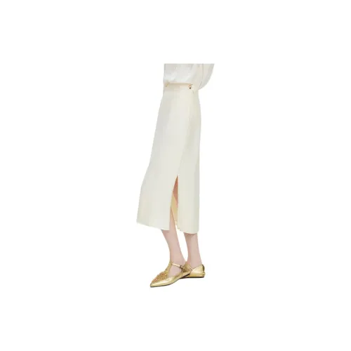 NAWEI Casual Long Skirts Women's Beige Soup Baby