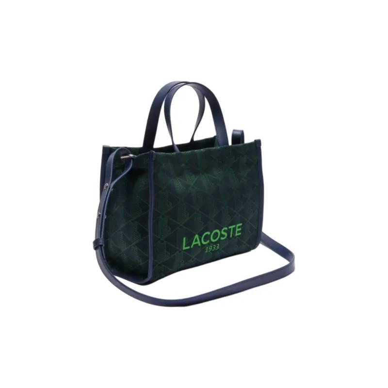 LACOSTE Cotton Tote Bag Shopping Bag Shoulder Bag Crossbody Bag Handbag Small Size Women's Green-2