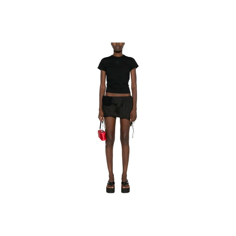 Alexander Wang Essential Jsy Shrunk Puff Logo & Bound Neck Tee Black-1