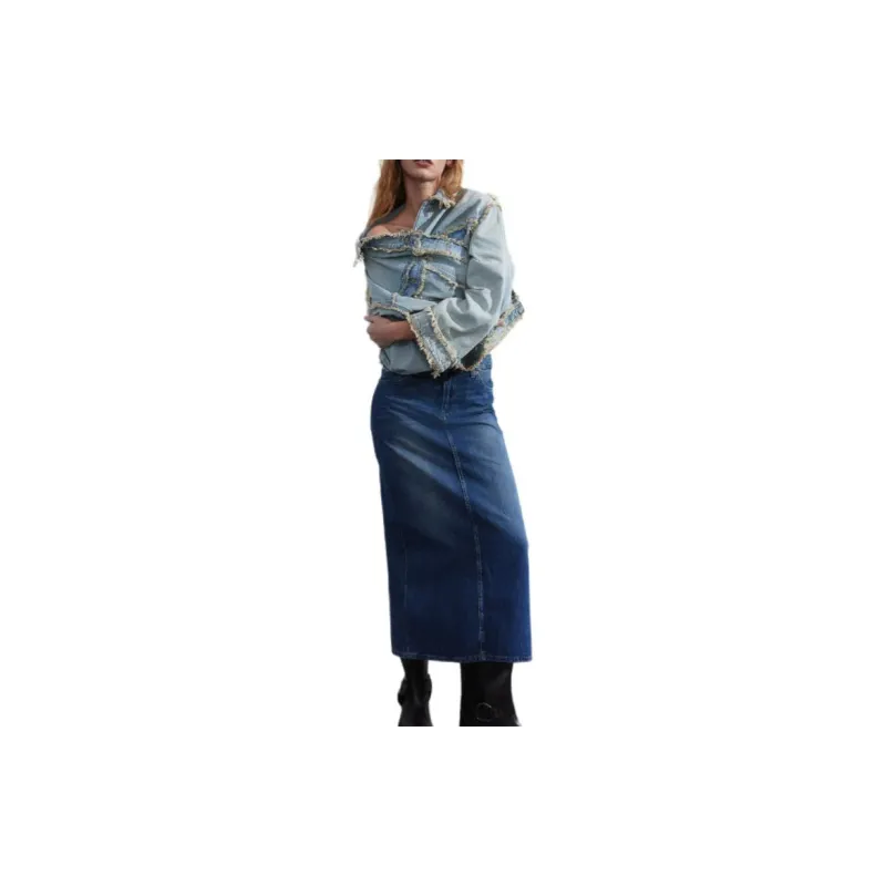 H&M Denim Long Skirts Women's Denim Blue-1