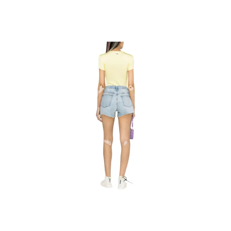 FRAME Le Brigette Frayed Denim Shorts-2