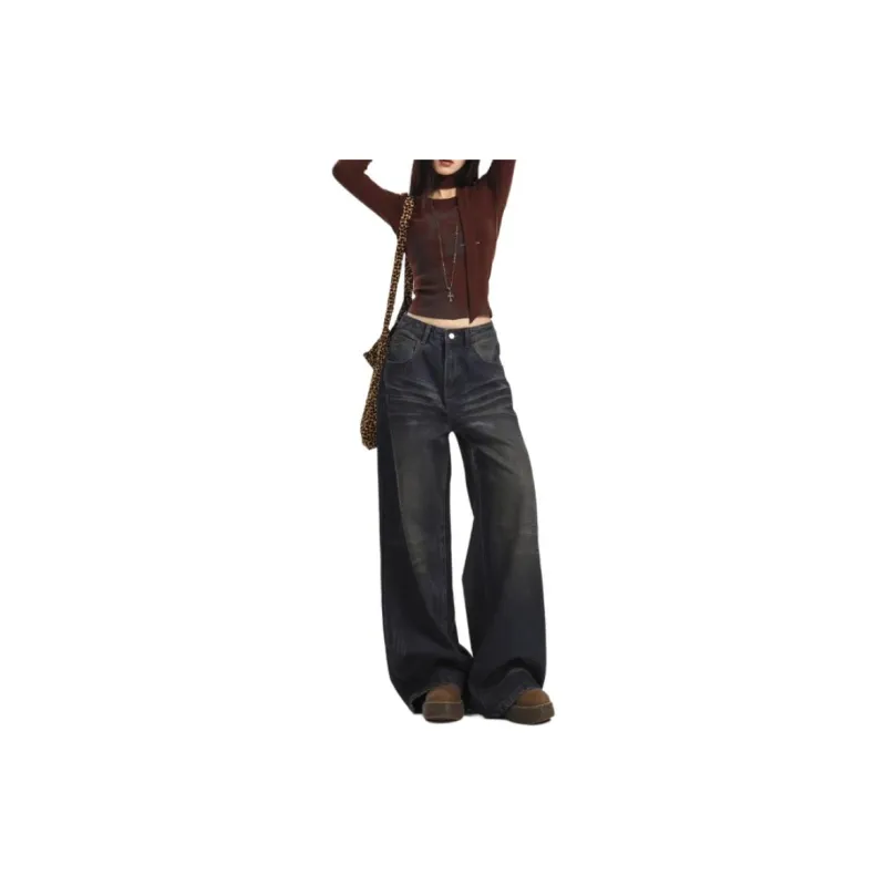 ZNZX Jeans Women's Vintage Dirty Blue-3