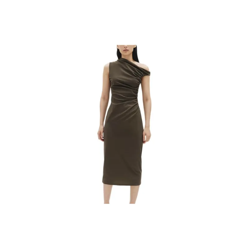 H&M Sleeveless Dress Women's Dark Khaki Green-1