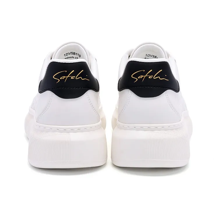 Satchi Slip Resistant Cushioning Wear Resistant Height Increasing Low Top Skateboard Shoes Men's White 4.5cm-4