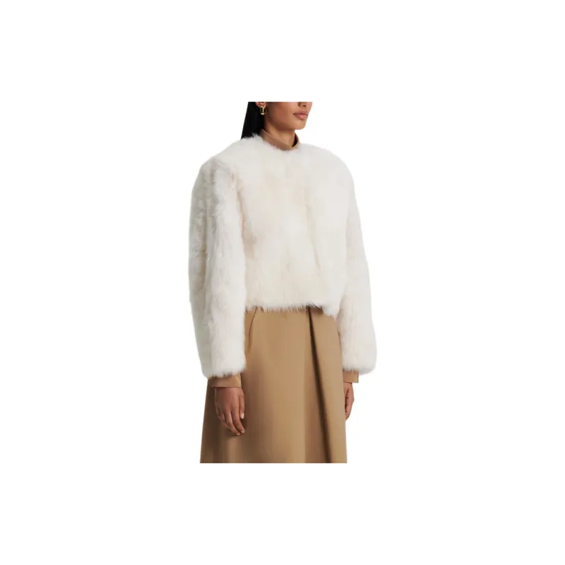 SCANLAN THEODORE Toscana Cocoon Jacket Velvet-feel Coat Women's Cream-3
