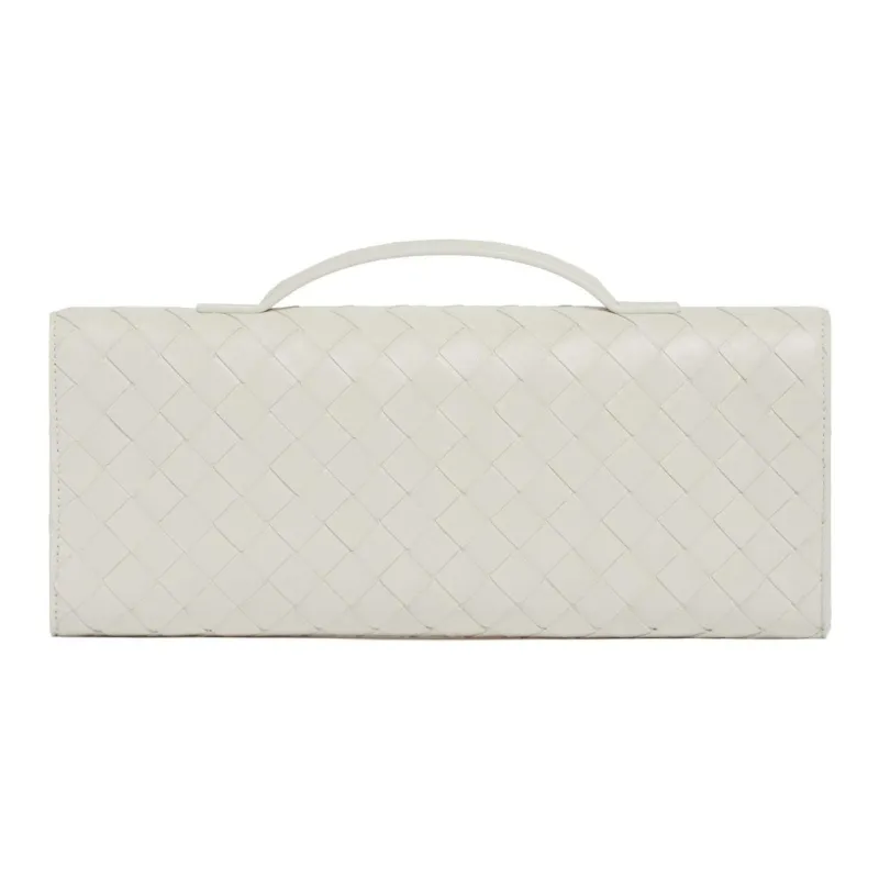 Bottega Veneta Andiamo Series Leather Clutch Women's White-2
