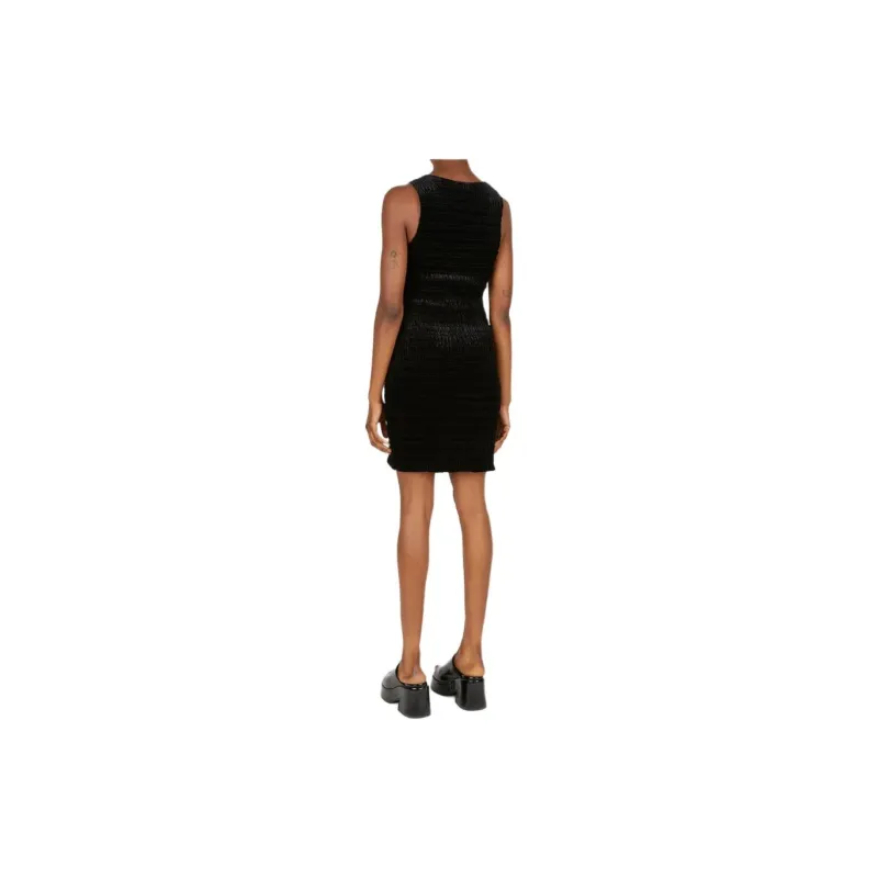 GANNI Velvet Jersey Smock Mini Dress 'Black'-4