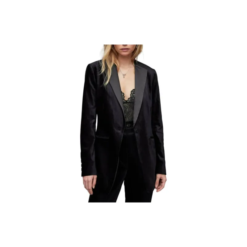ALLSAINTS Allsaints Sofia Velvet Blazer Business Suit Women's Midnight Blue-3