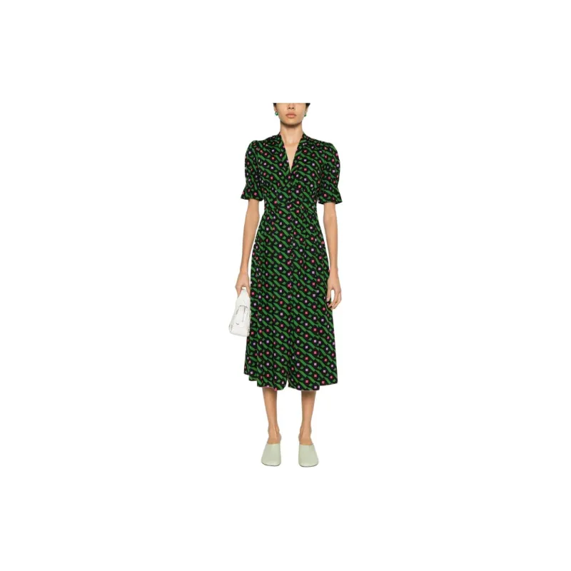 Diane Von Furstenberg SS24 Short Sleeved Dress Women's Black-1